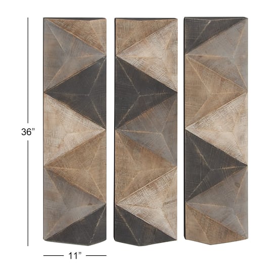 36" Brown Wood Farmhouse Abstract Wall Decor, 3ct.